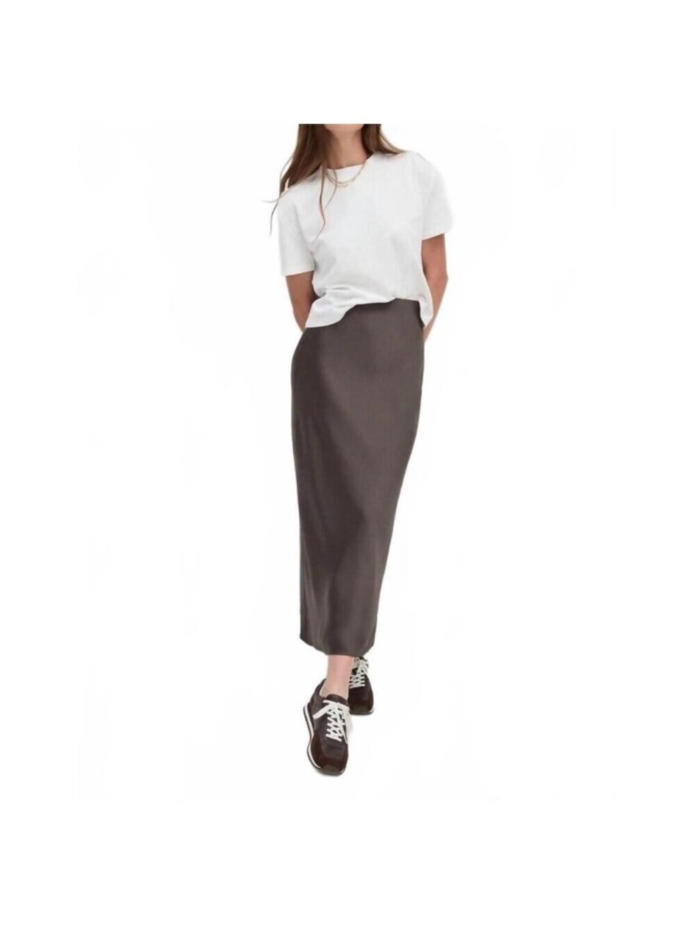 FAVORITE DAUGHTER Silky Coffee MIDI Skirt Size XS NEW NWOT